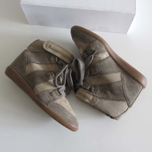 ISABEL MARANT taupe high-top wedge sneakers 39 / 9 - Picture 4 of 8